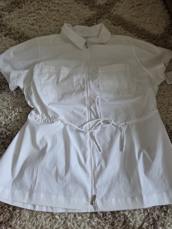 Athleta Tops - Athleta White Zip-Front Drawstring Shirt
